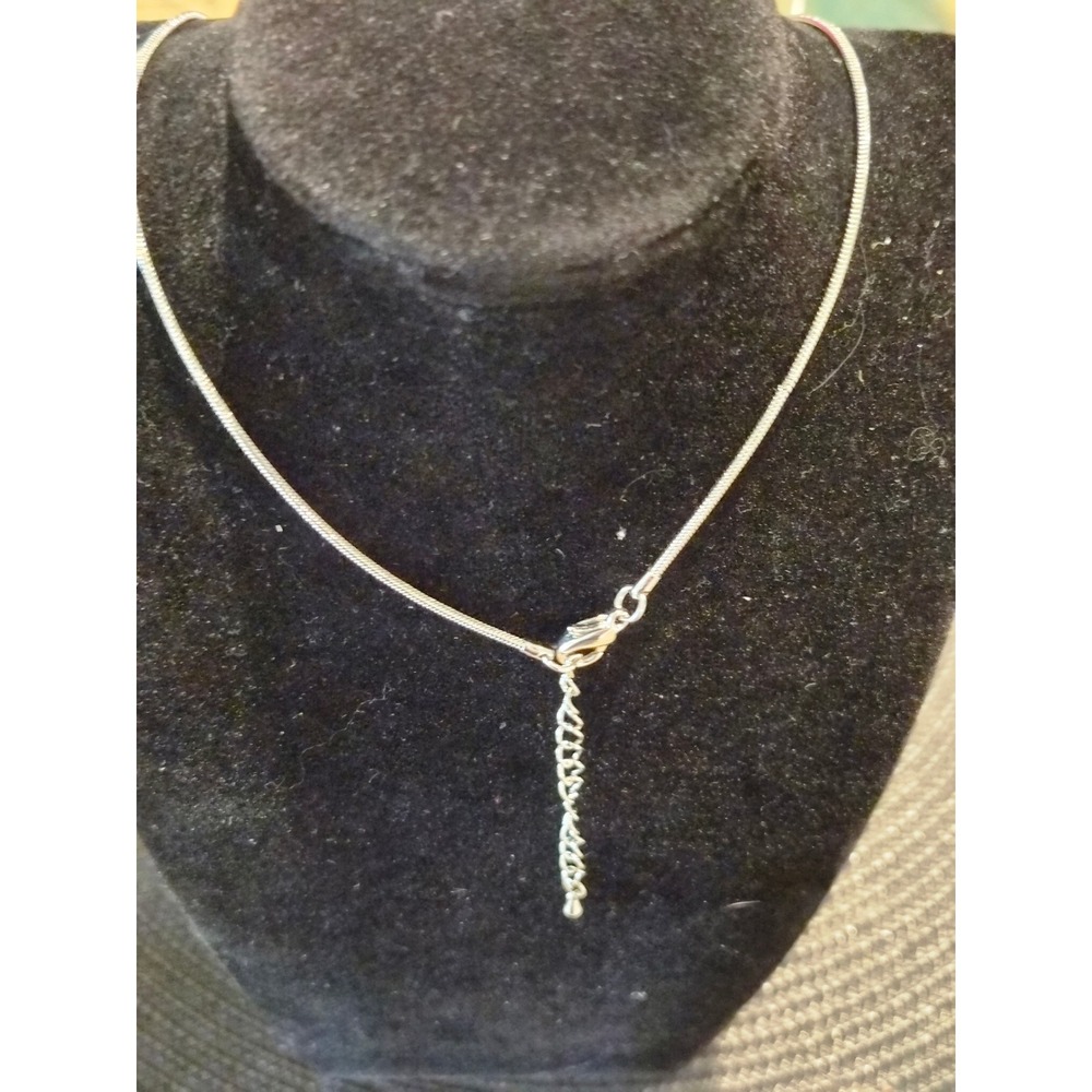 Silver Tone Faux Pearl Rhinestone Pendant Snake Chain Necklace Women Jewelry - Picture 4 of 4